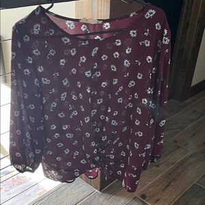 Pink Republic Burgundy Floral Blouse